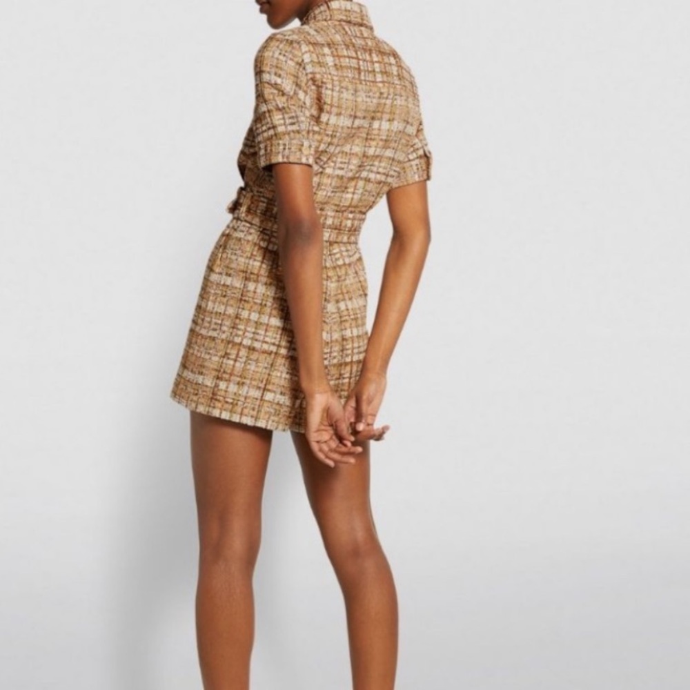 Sandro Acacia Tweed Cotton Belted Collar Zip Short Sleeve Romper Jumpsuit - Picture 10 of 13